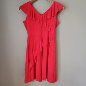 Chopin Roma Red Ruffle Wrap Dress